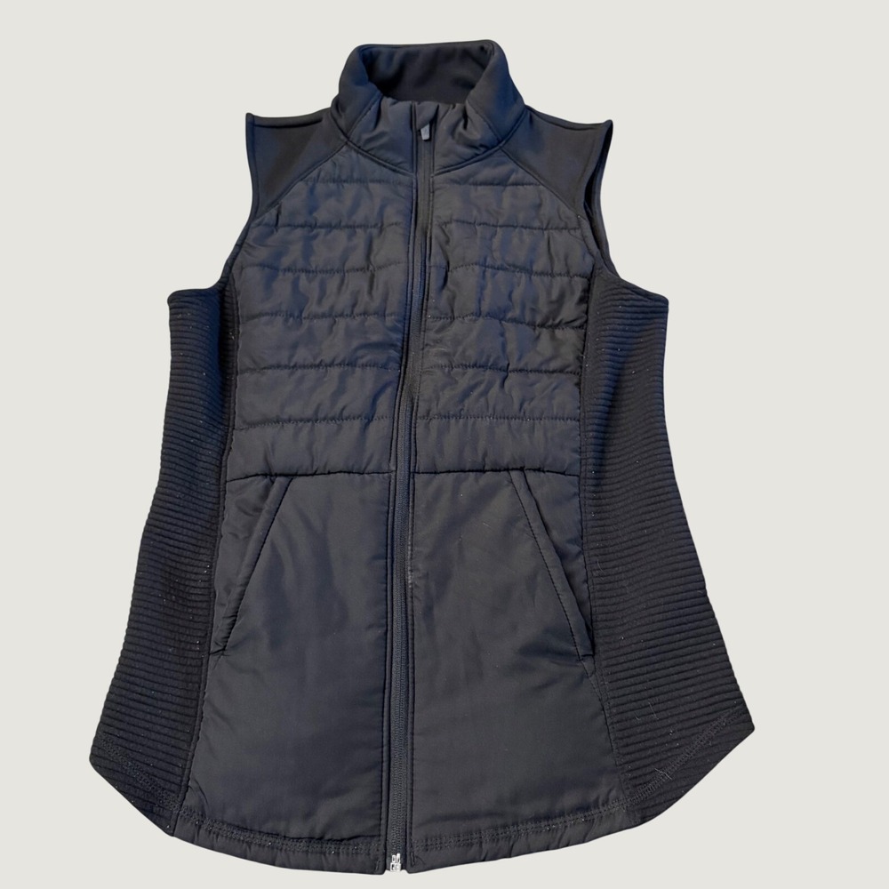 Tek Gear Womens Black Hybrid Quilted Puffer Fleece Lined Vest Small RN73277‎